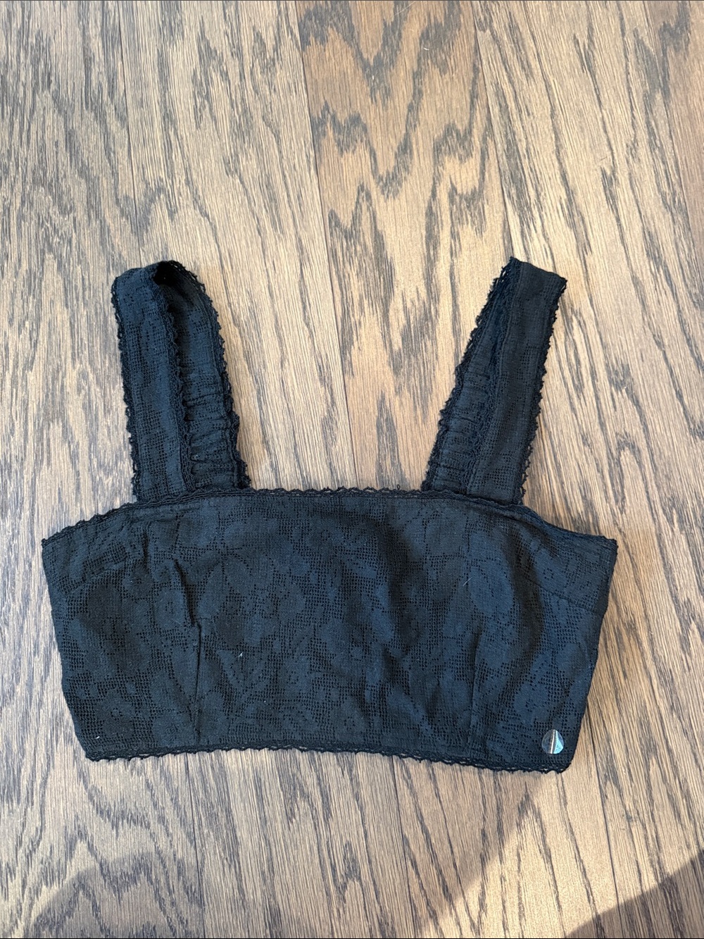 American Eagle Outfitters Black Smocked Lace Tank Bralette